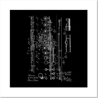 Flute Vintage Patent Drawing Posters and Art